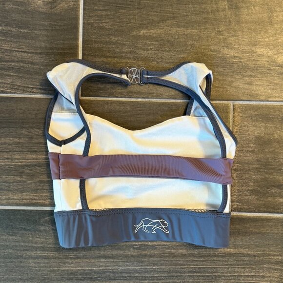 Tiger Friday Sport Bra Dance Top - Gray, White, Purple - Child Large - Picture 2 of 3